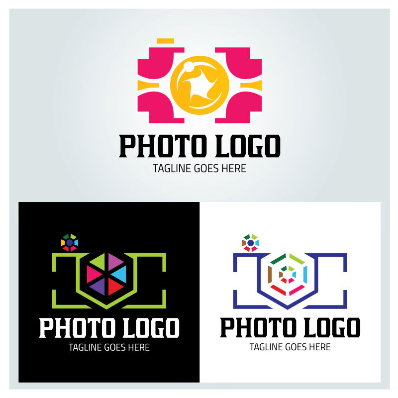 抽象矢量照相机元素的标志设计