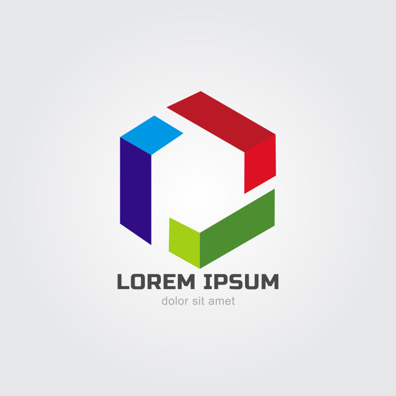 抽象矢量彩色几何体标志设计