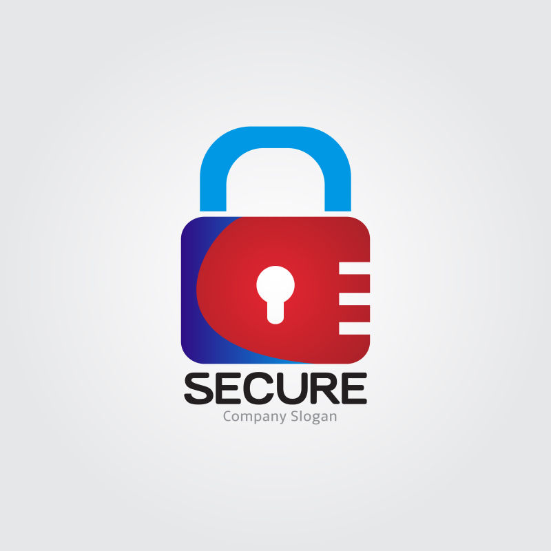 抽象矢量安全锁主题的平面标志设计