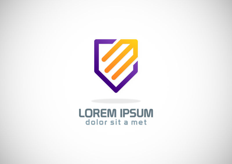 创意矢量彩色盾牌屏蔽标志设计