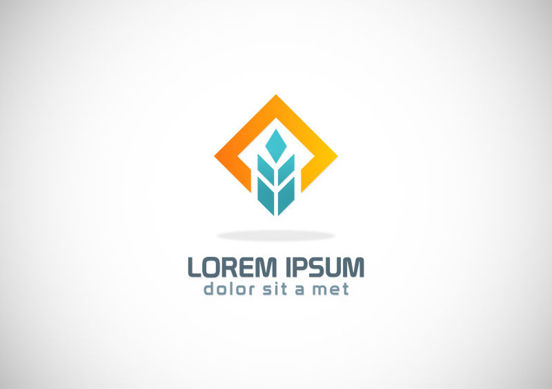 创意矢量现代绿叶元素的商务标志设计