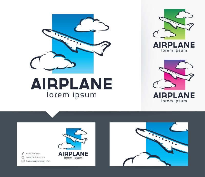 带名片飞机矢量标识