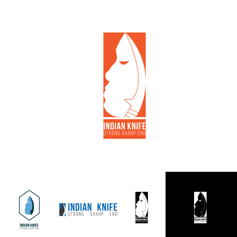 矢量印第安刀和印第安面孔夏普