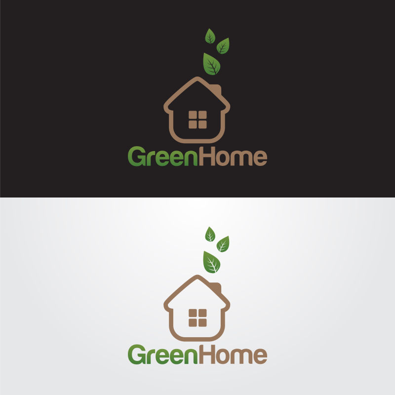 创意矢量绿色家居标志设计