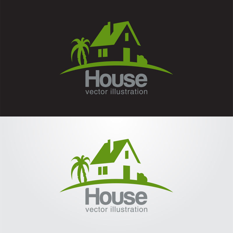 创意矢量绿色房屋家具标志设计