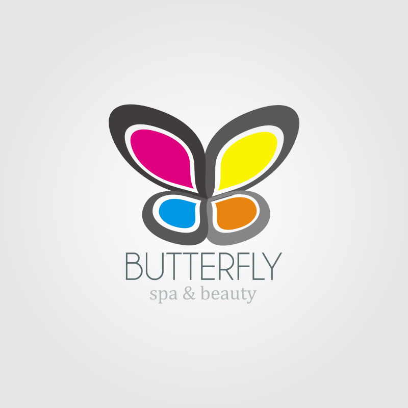 矢量彩色蝴蝶抽象标志设计