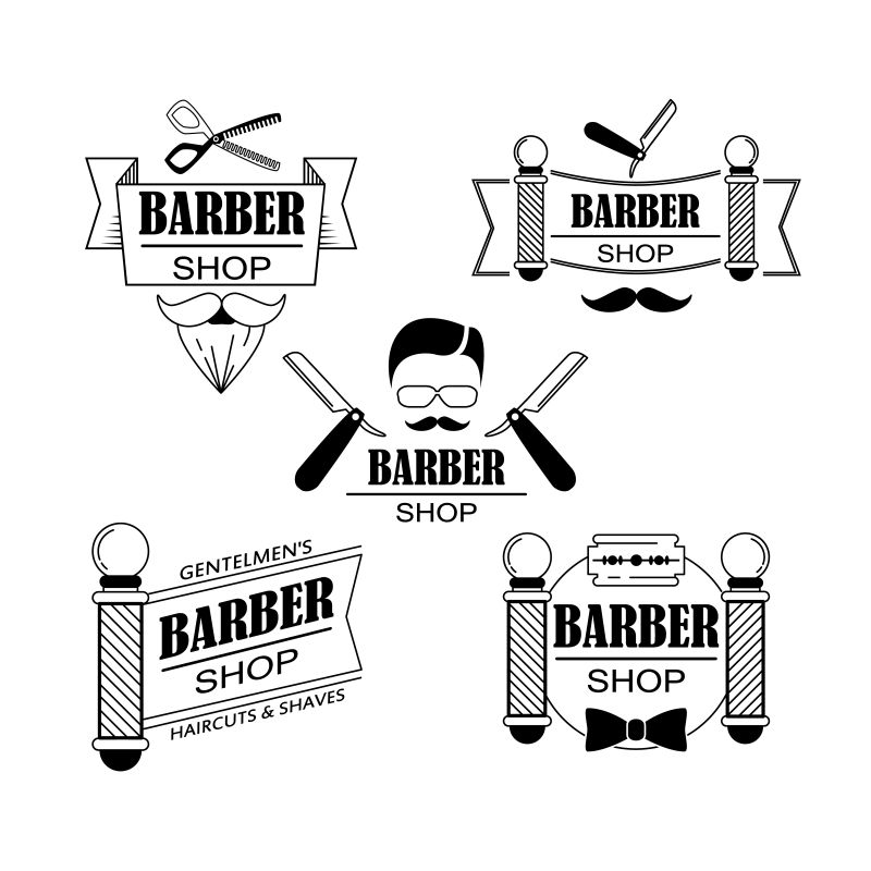 抽象矢量理发店标志设计