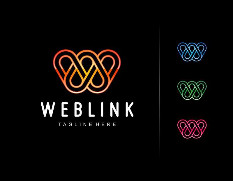 矢量链接字母W标志