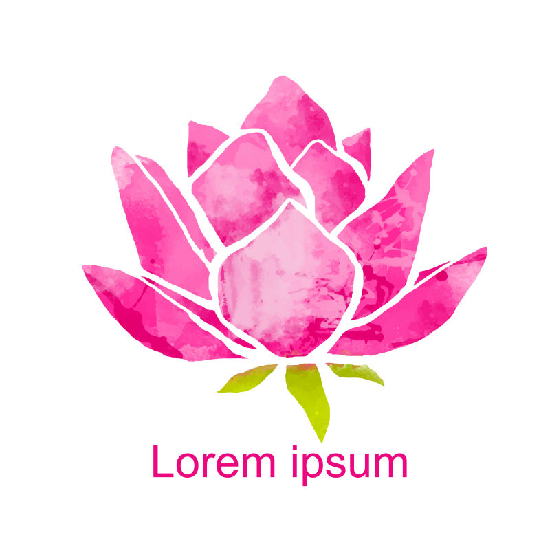 矢量水彩粉红色莲花