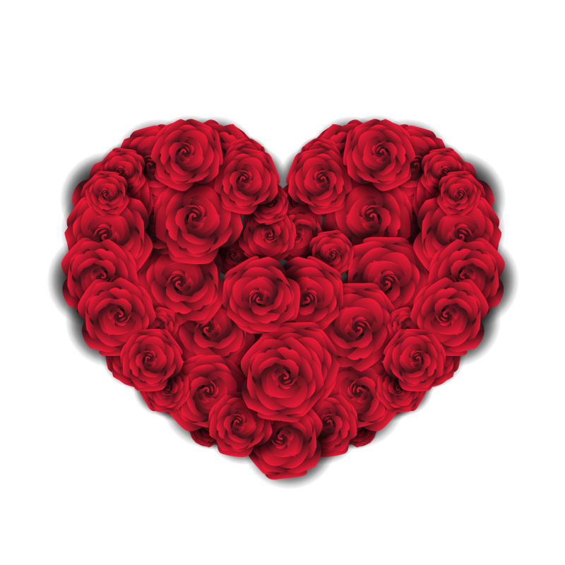 创意矢量浪漫玫瑰元素的爱心