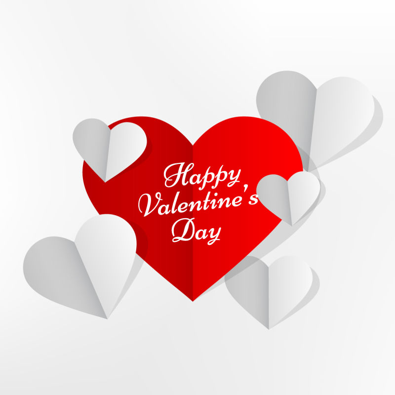 矢量折纸的心形情人节设计