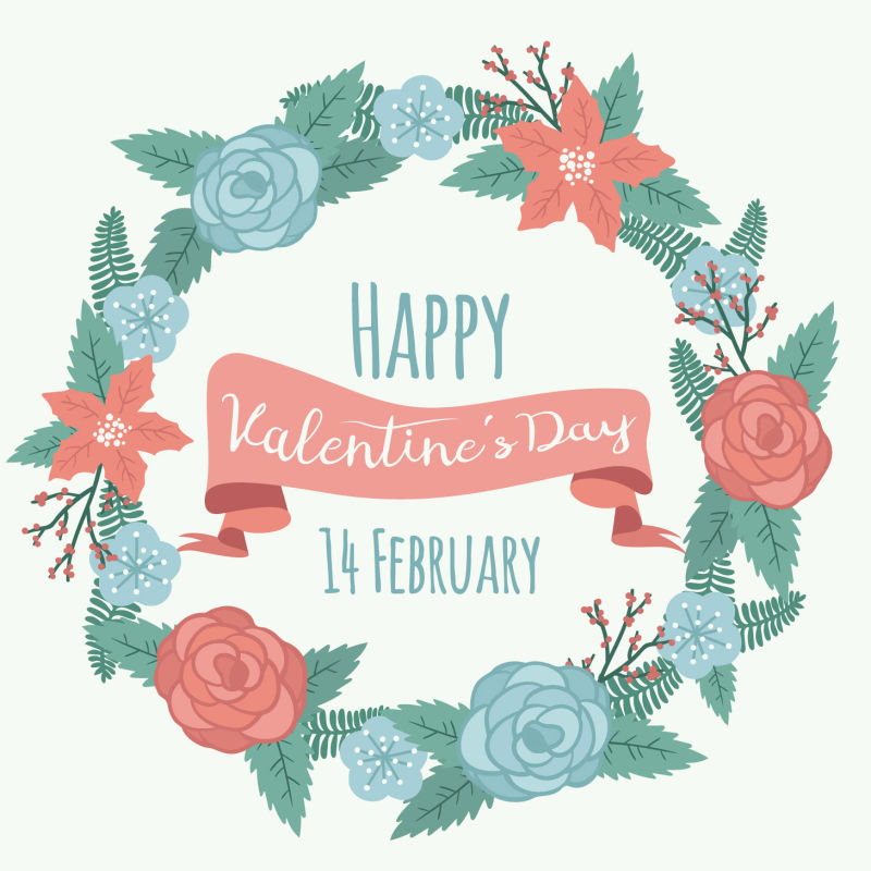 创意矢量现代手绘风格的情人节卡片设计