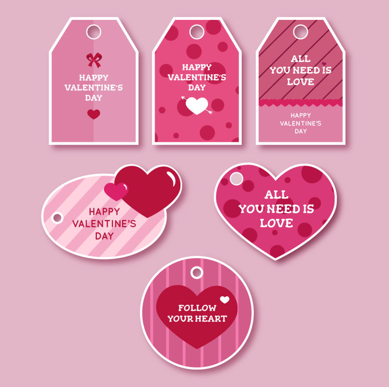 创意矢量现代情人节的平面卡片