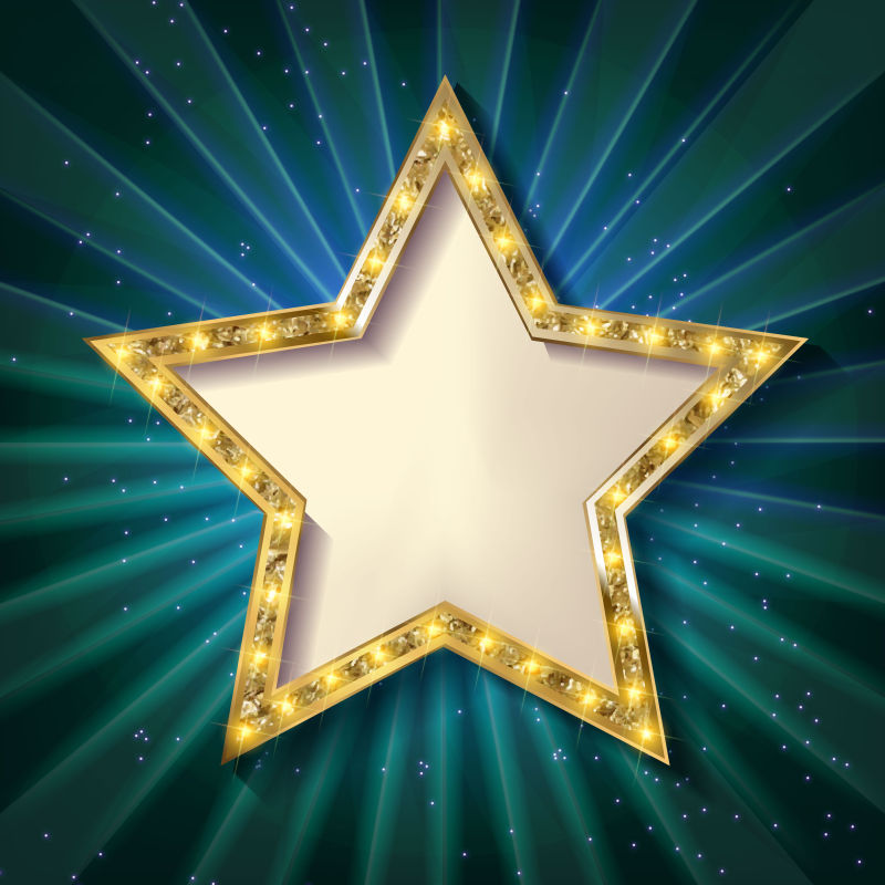 五角星形的霓虹灯插图矢量设计