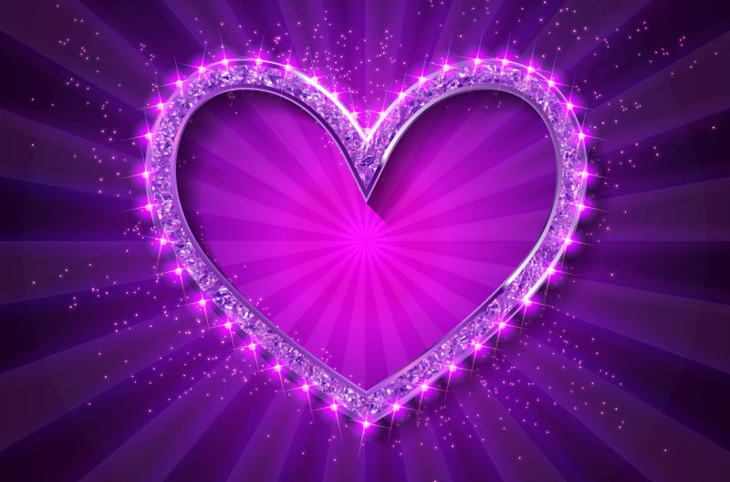 矢量的心形霓虹灯