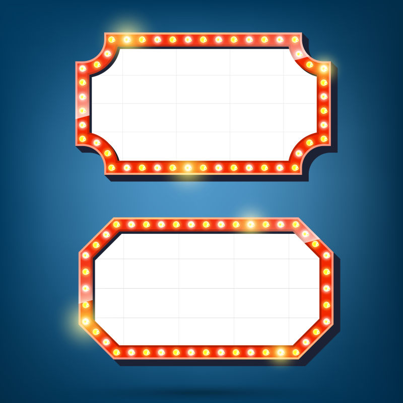 霓虹灯空白边框矢量设计