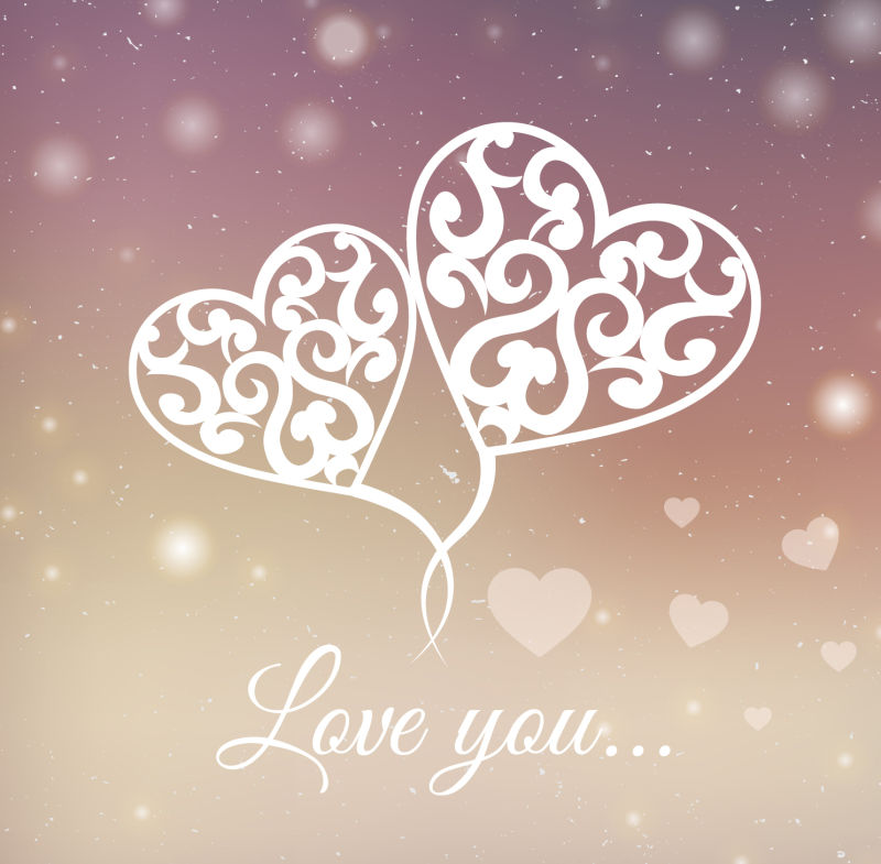 花卉图案的爱心插图矢量设计