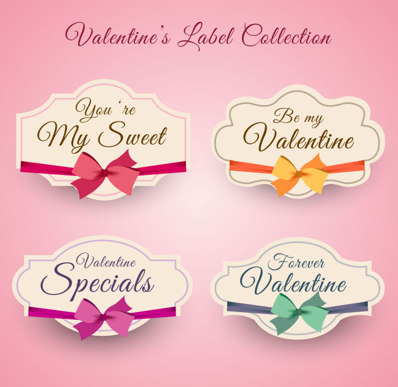 矢量的米色情人节标签设计