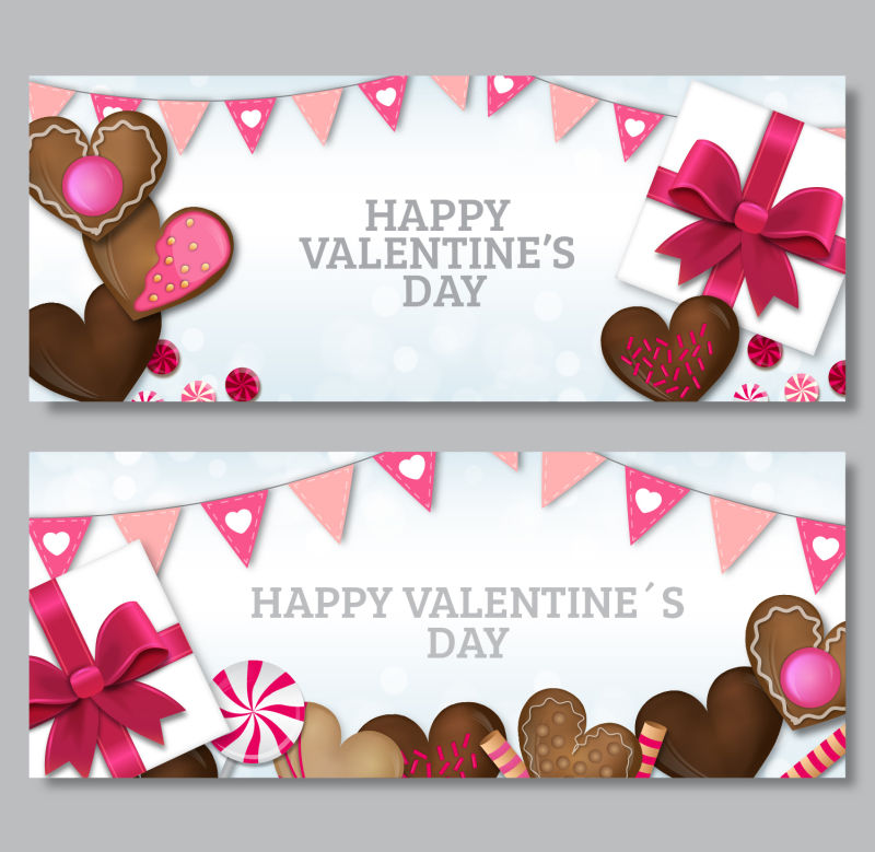 情人节的精美节日横幅矢量设计