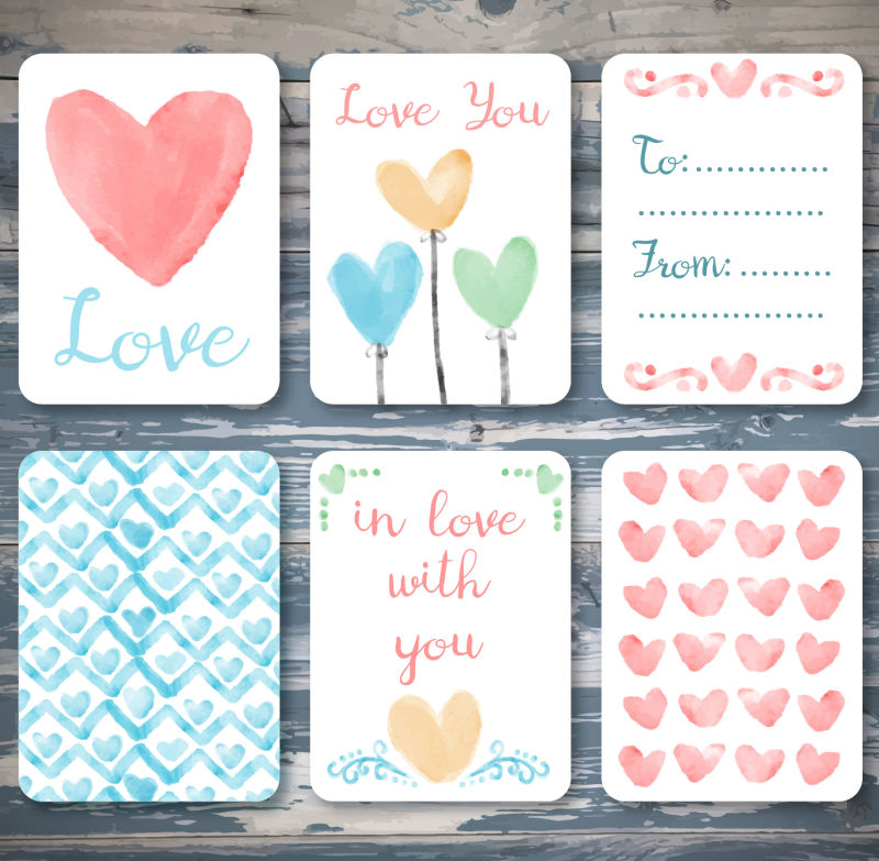 矢量浪漫情人节主题的卡片设计