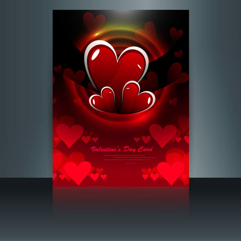 矢量浪漫爱心情人节卡片