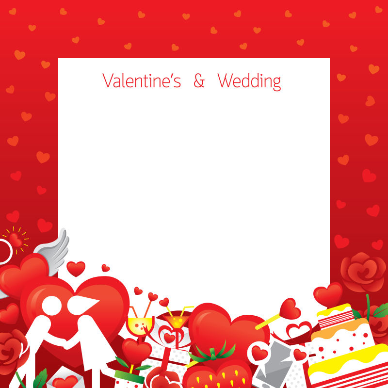 创意矢量情人节主题的现代边框设计