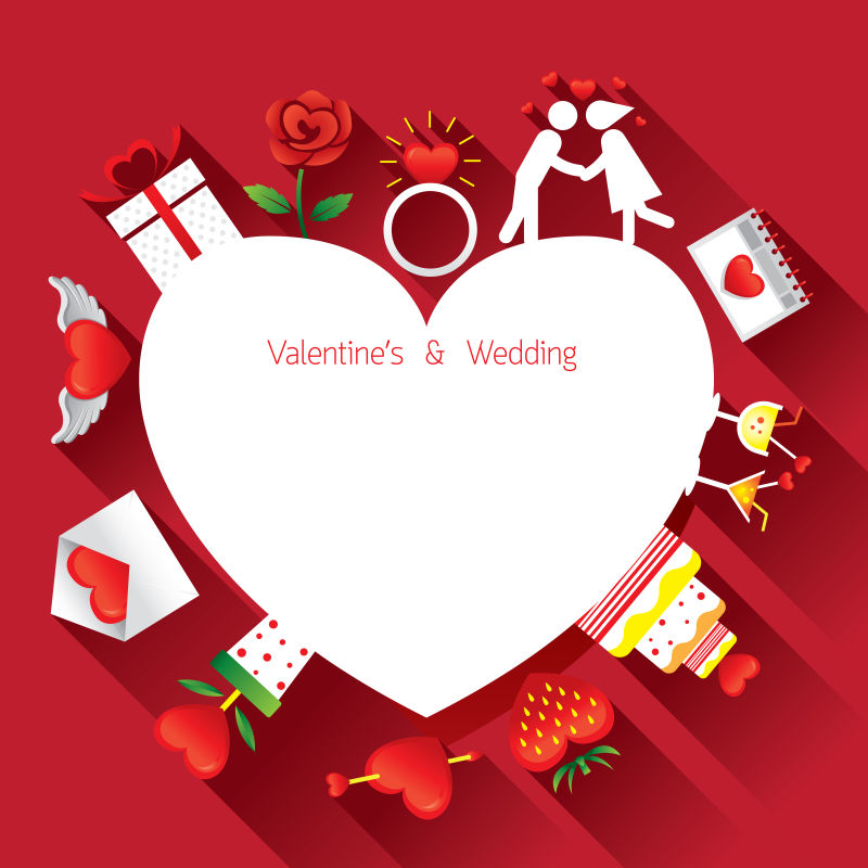 创意矢量情人节主题的平面边框设计