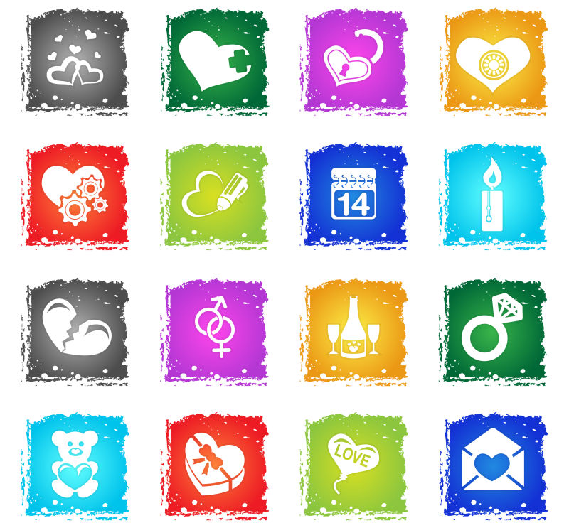 创意矢量现代情人节概念元素图标设计