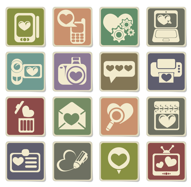 创意矢量情人节图标平面设计