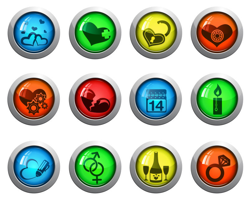 创意矢量复古情人节元素图标设计