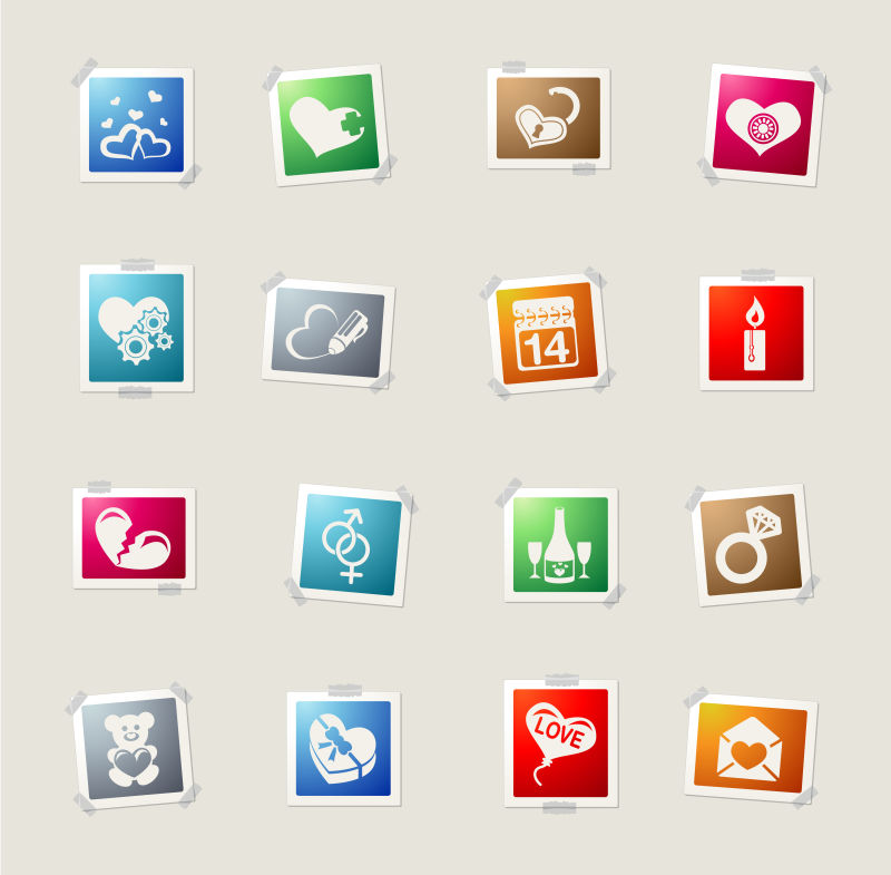 创意矢量情人节元素图标设计
