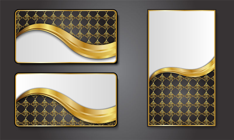 创意矢量金色华丽图形元素的卡片设计