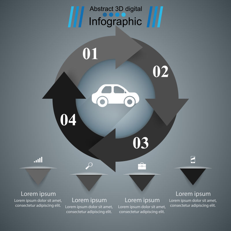 抽象矢量黑色信息图表设计