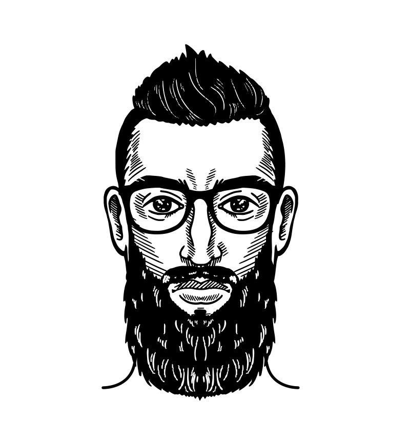 矢量设计大胡子男人复古图像