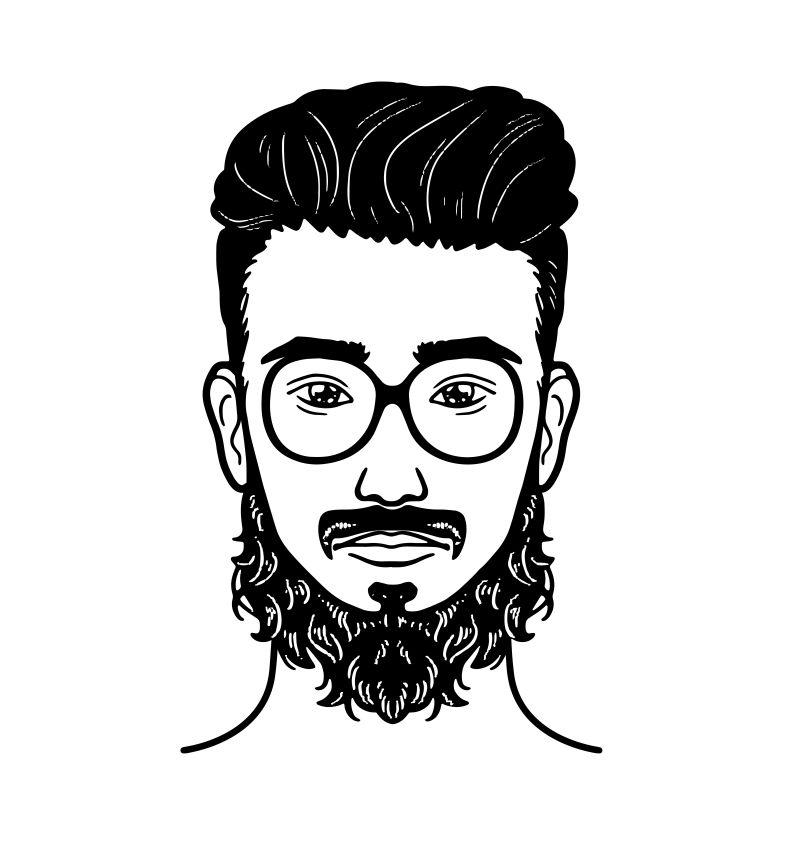 矢量设计大胡子嬉皮理发师