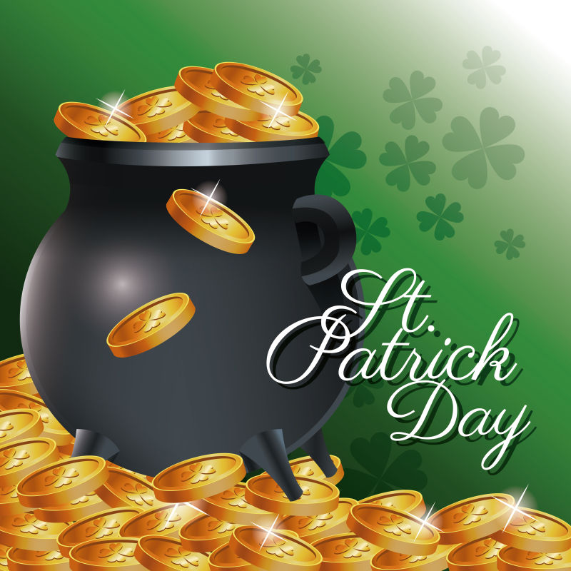 矢量圣帕特里克节金币设计
