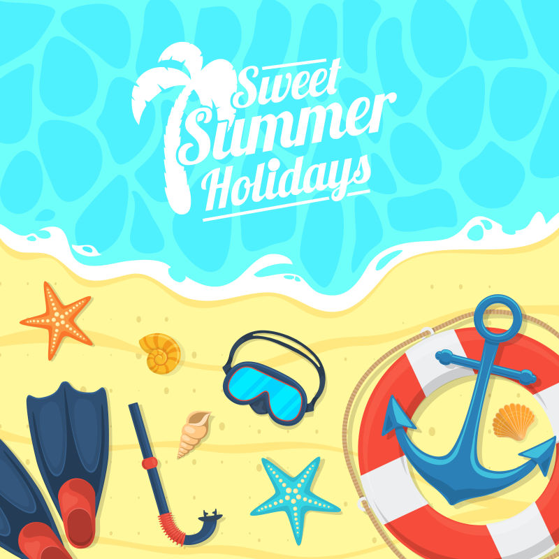 夏日度假海报矢量设计