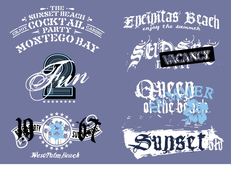 抽象矢量海上日出主题的复古印刷设计