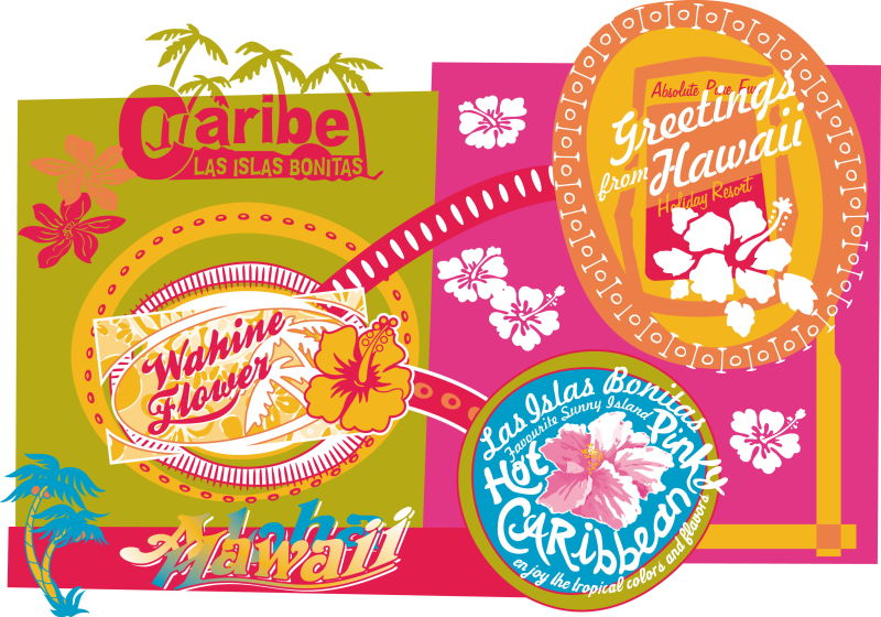 抽象矢量时尚复古海洋元素印刷插图设计