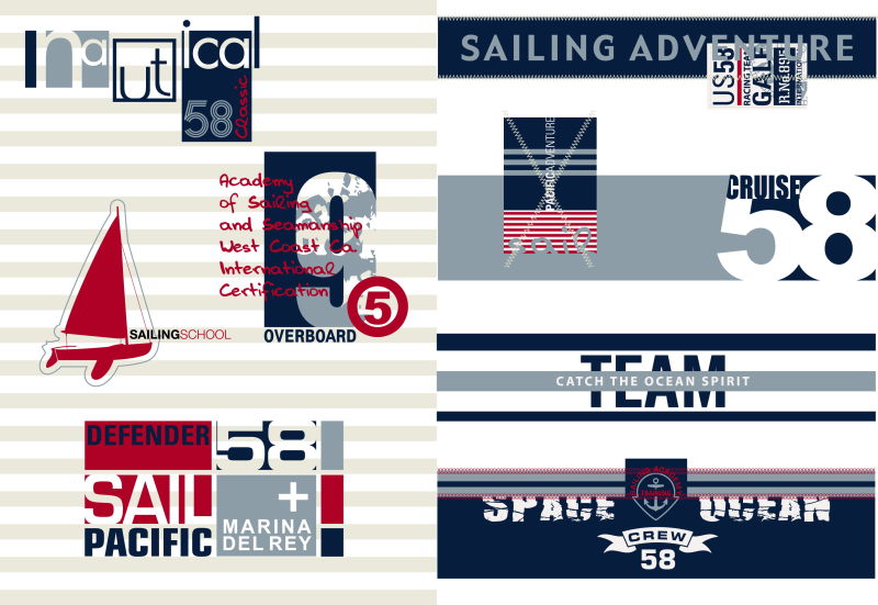 抽象矢量经典航海主题的印刷标签设计