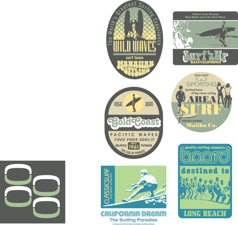 抽象矢量复古海洋主题的印刷设计标签