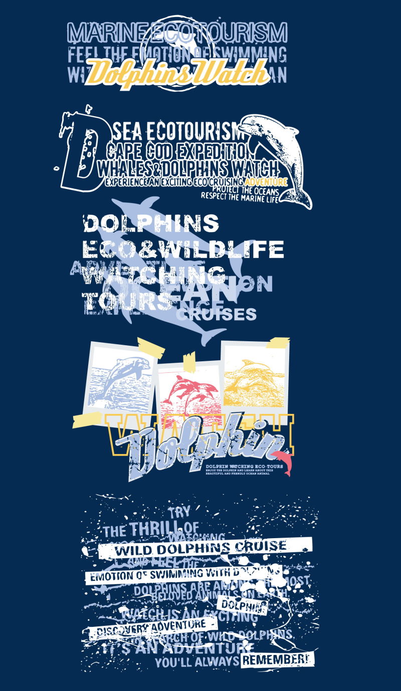 抽象矢量海豚元素的印刷标签设计