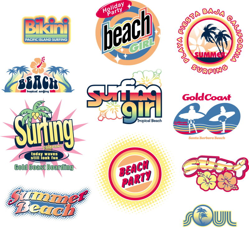 抽象矢量复古度假主题的印刷标签设计