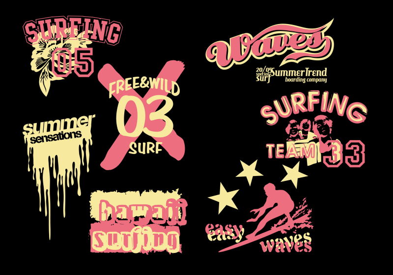 抽象矢量红色黄色夏季航海主题的印刷标签设计