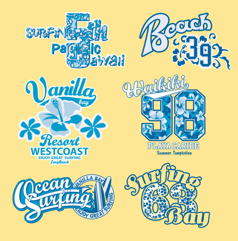 抽象矢量海洋主题的蓝色印刷标志设计