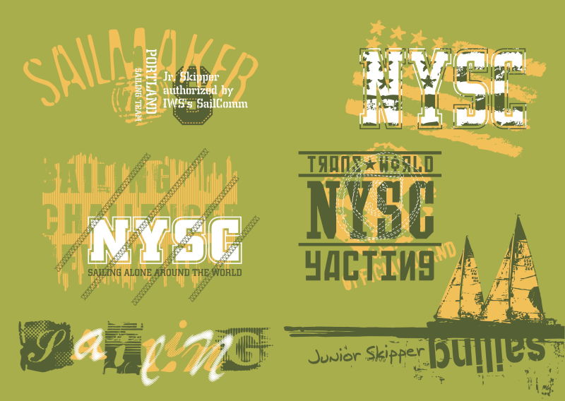 矢量复古黄绿色商业印刷标签设计