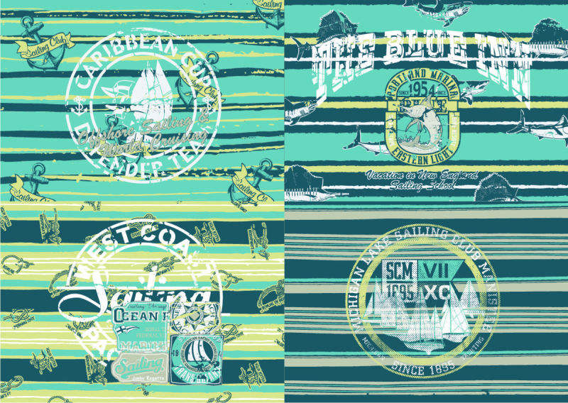 抽象绿色复古印刷元素设计插图