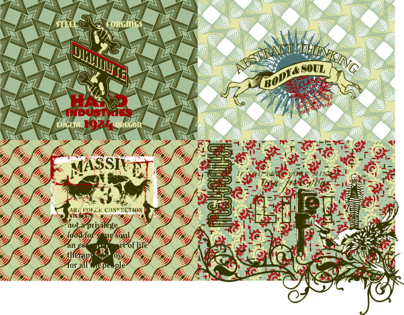 抽象矢量复古印刷设计图案