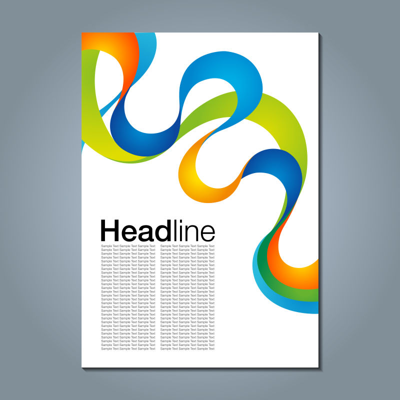 抽象矢量彩色线条元素的现代宣传手册设计