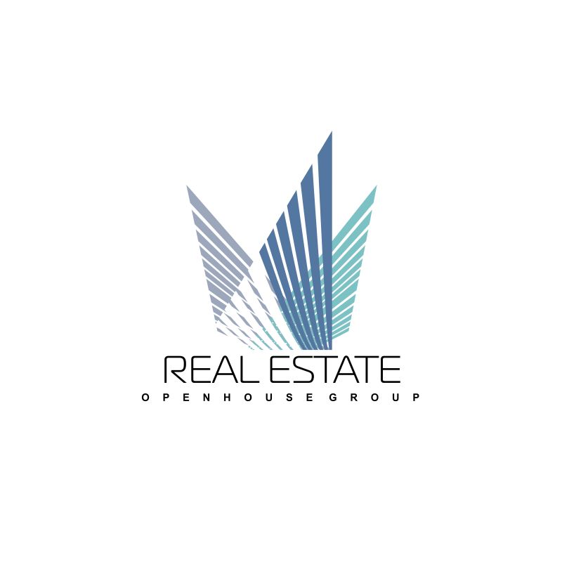 抽象矢量几何线性艺术房屋标志设计